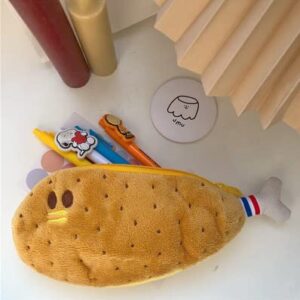 Aufruh Plush Pencil Bag Cute Drumstick Stuffed Pencil Case Cartoon Stationary Pencil Pouch Accessory Soft Cosmetic Pen Bag for Girls Boys School Office