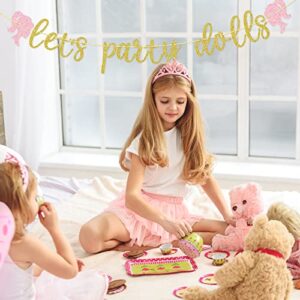 Let's Party Dolls Banner, Bridal Shower, Girls Night, Bachelorette Party Decorations (Glitter Gold)