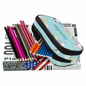 Personalized Unicorns and Flowers Pencil Case, Pencil Bag with Zipper, Pencil Pouch Organizer with Name, Pencil Box for Students Girls Teens, Gift for Birthday, Children's Day and Back to School