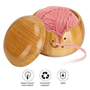 Wooden Yarn Bowl Yarn Storage Bowl with Removable Lid Home Needlework Yarn Holder for Knitting and Crochet Accessories Kit