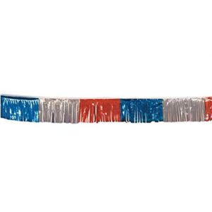 generic 60 ft.metallic fringe pennant red,blue,silver auto dealer supplies car lot dealership patriotic