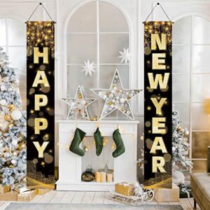 Labeol Happy New Year Banner,72 x 12 Inch Large New Year Front Door Porch Sign Hanging Banner Decorations New Years Eve Party Supplies 2023,Happy New Year Decorations for Outdoor Indoor Home Wall