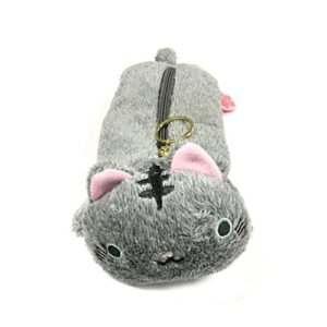 wrapables® cute cat pouch plush pencil case, gray