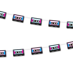 80's Party Supplies - Cassette Tape Banner Garland Decorations, 7 Feet Long (2 Pack)