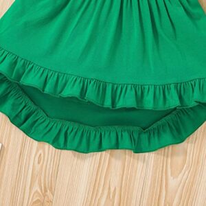 Krogubis Toddler Baby Girl St. Patric.k's Day Outfit 3Pcs Long Sleeve Ruffle T-Shirt Tops Blouse Pants Hairband Pants Set (Green, 6-9 Months)