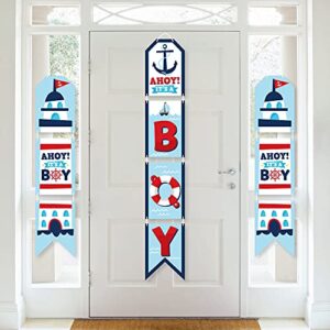 big dot of happiness ahoy it’s a boy – hanging vertical paper door banners – nautical baby shower wall decoration kit – indoor door decor