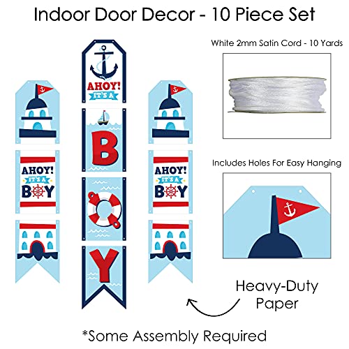 Big Dot of Happiness Ahoy It’s a Boy - Hanging Vertical Paper Door Banners - Nautical Baby Shower Wall Decoration Kit - Indoor Door Decor