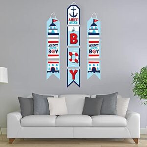 Big Dot of Happiness Ahoy It’s a Boy - Hanging Vertical Paper Door Banners - Nautical Baby Shower Wall Decoration Kit - Indoor Door Decor