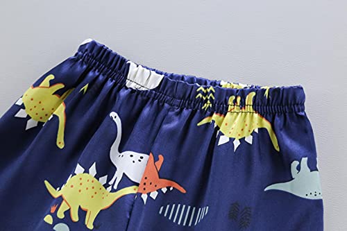 Boy Sport Pajamas Shirt Pajamas Sleepwear Set Kids Shorts Boys Dinosaur Clothes T Baby Toddler Boys Robe 5t Dark Blue 4-5 Years