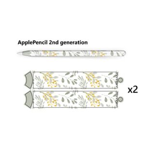 TACKY DESIGN Watercolor Leaf Skin Compatible with Apple Pencil Skin- Vinyl 3m, Gold Leaves Foliage Pencil Sticker, Apple Pencil Cover Full wrap (2nd Generation)