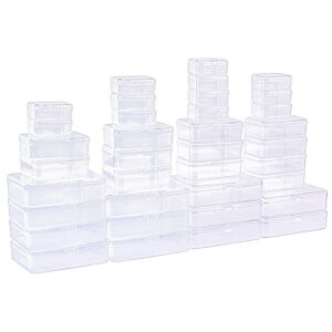 ljy 36 pieces mixed sizes rectangular empty mini plastic storage containers with lids for small items and other craft projects (clear)