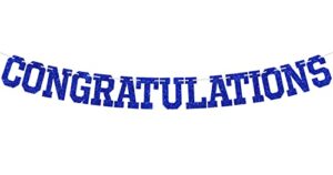 blue glitter congratulations banner, achievement celebrations, graduation/wedding/retirement/bridal shower party decorations 2023
