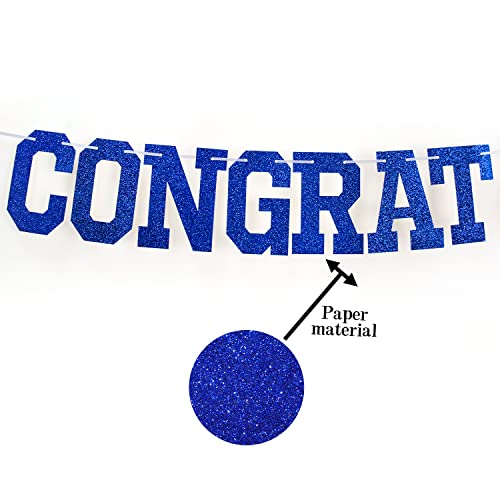 Blue Glitter Congratulations Banner, Achievement Celebrations, Graduation/Wedding/Retirement/Bridal Shower Party Decorations 2023