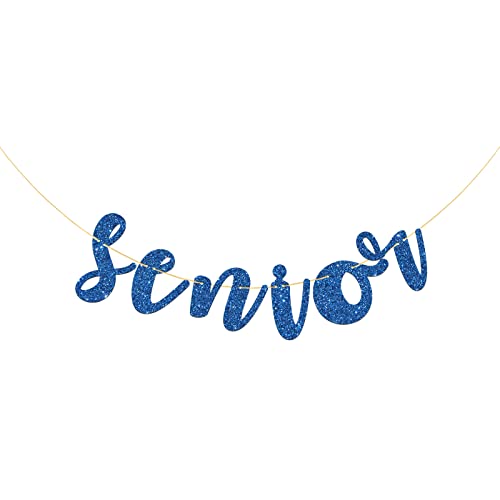 Talorine Blue Senior Banner - for Congrats Grad Bunting - Educated AF - Graduation Party Bunting Decorations (Glitter)