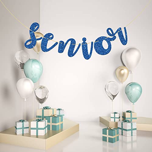 Talorine Blue Senior Banner - for Congrats Grad Bunting - Educated AF - Graduation Party Bunting Decorations (Glitter)