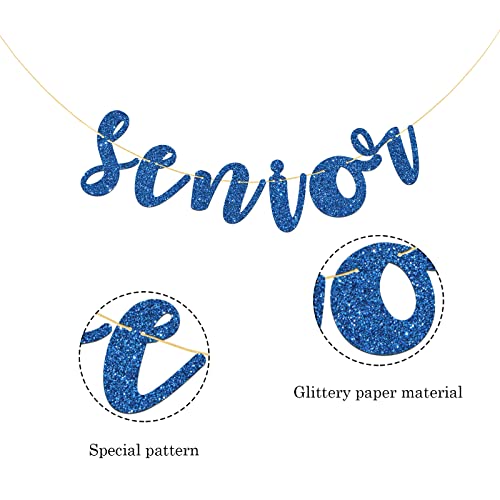 Talorine Blue Senior Banner - for Congrats Grad Bunting - Educated AF - Graduation Party Bunting Decorations (Glitter)