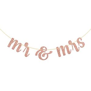 rose gold glitter mr & mrs banner / bridal shower engagement perfect wedding party supplies / bachelorette party decorations