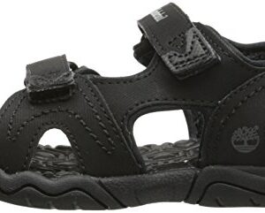 Timberland baby boys Adventure Seeker 2-strap Flat Sandal, Blackout, 7 Big Kid US