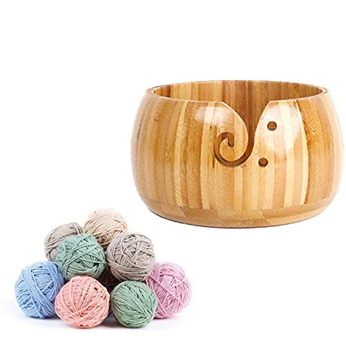 Dumta Dustproof Natural Wooden Wool Yarn Storage Bowl Crochet Knitting Needle Storage Holder Knitting Supplies Organizer