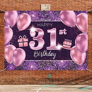 PAKBOOM Happy 31st Birthday Banner Backdrop - 31 Birthday Party Decoration Supplies for Women - Pink Purple Gold 4 x 6ft