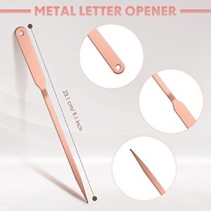 3 Pieces Scissors and Letter Opener Set Include 2 Pieces Metal Envelope Opener Slitter and 1 Pieces Eiffel Tower Embroidery Scissors Craft Scissors for Office Home School Supplies (Rose Gold)