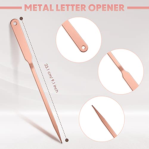 3 Pieces Scissors and Letter Opener Set Include 2 Pieces Metal Envelope Opener Slitter and 1 Pieces Eiffel Tower Embroidery Scissors Craft Scissors for Office Home School Supplies (Rose Gold)