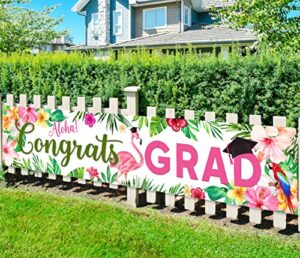 large aloha congrats grad banner 2023 graduation party decorations luau grad yard sign class of 2023 hawaiian backdrop for high school college graduation party supplies