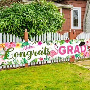 Large Aloha Congrats Grad Banner 2023 Graduation Party Decorations Luau Grad Yard Sign Class of 2023 Hawaiian Backdrop for High School College Graduation Party Supplies