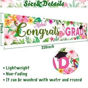 Large Aloha Congrats Grad Banner 2023 Graduation Party Decorations Luau Grad Yard Sign Class of 2023 Hawaiian Backdrop for High School College Graduation Party Supplies