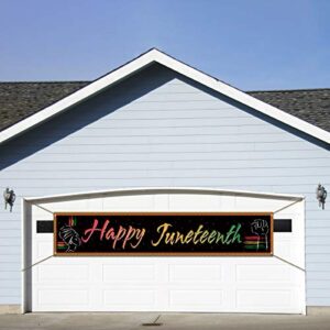 Large Happy Juneteenth Banner for Fence Juneteenth Decoration June 19th Independence Day Decor African Afro American Festival Celebration Supplies