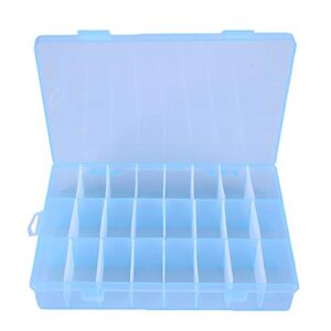 jewelry box organizer storage, 24 grids plastic jewelry adjustable divider container detachable beads earrings storage case(blue)