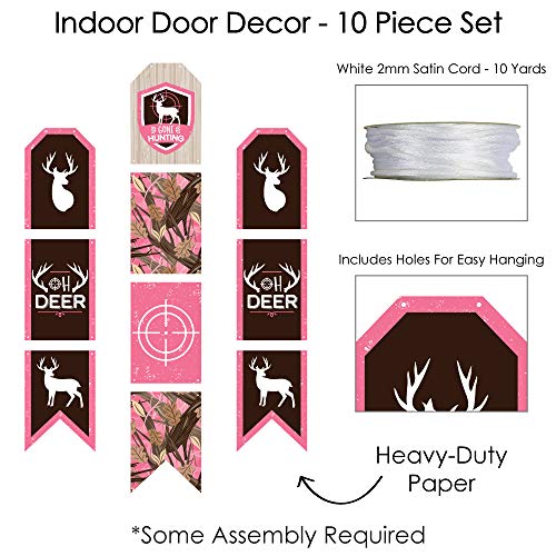 Big Dot of Happiness Pink Gone Hunting - Hanging Vertical Paper Door Banners - Deer Hunting Girl Camo Baby Shower or Birthday Party Wall Decoration Kit - Indoor Door Decor