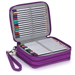 olike 78 slots pencils holder case organizer for colored pencils handy zipper pencil bag for prismacolor watercolor pencils, crayola colored pencils, marco pencils