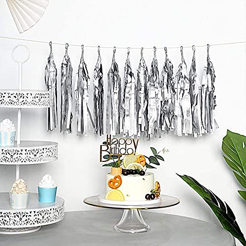 5-Pack Tan Brwon Gray Cream White Tissue Paper Tassel Garland Banner Party Streamers Backdrop for Neutral Baby Shower Birthday Wedding Bridal Shower Bachelorette Party Nursery Wall Hanging Decoration