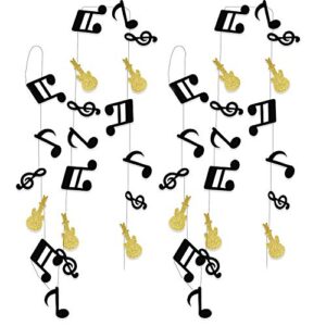 music party decorations, music notes decorations music note garland black gold g clef garland, music party banner, music birthday, black gold music theme party,rock star birthday rock and roll party