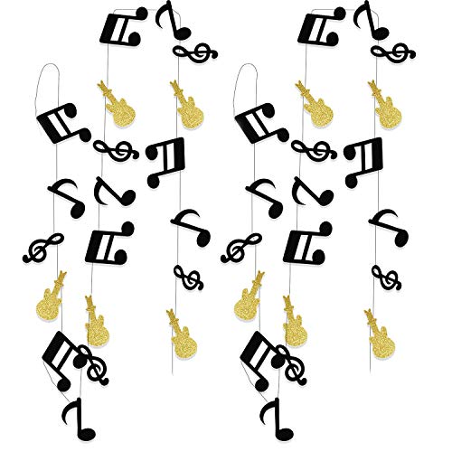 Music Party Decorations, Music Notes Decorations Music Note Garland Black Gold G Clef Garland, Music Party Banner, Music Birthday, Black Gold Music Theme Party,Rock Star Birthday Rock and Roll Party