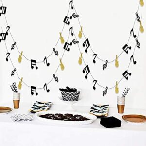 Music Party Decorations, Music Notes Decorations Music Note Garland Black Gold G Clef Garland, Music Party Banner, Music Birthday, Black Gold Music Theme Party,Rock Star Birthday Rock and Roll Party