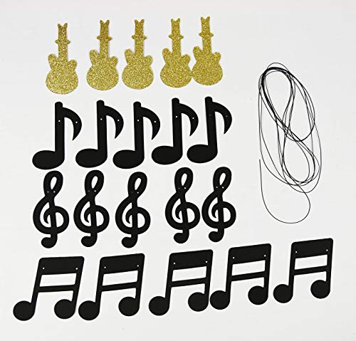 Music Party Decorations, Music Notes Decorations Music Note Garland Black Gold G Clef Garland, Music Party Banner, Music Birthday, Black Gold Music Theme Party,Rock Star Birthday Rock and Roll Party