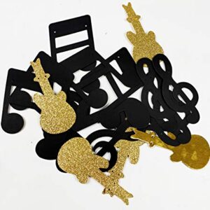 Music Party Decorations, Music Notes Decorations Music Note Garland Black Gold G Clef Garland, Music Party Banner, Music Birthday, Black Gold Music Theme Party,Rock Star Birthday Rock and Roll Party