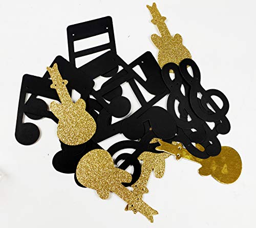 Music Party Decorations, Music Notes Decorations Music Note Garland Black Gold G Clef Garland, Music Party Banner, Music Birthday, Black Gold Music Theme Party,Rock Star Birthday Rock and Roll Party