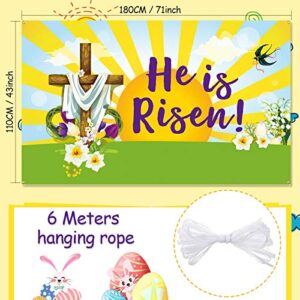 Happy Easter Jesus Backdrop Easter Jesus He Is Risen Background Banner Easter Resurrection Background for Easter Day Celebration Party Decor Banner Portrait Photo Easter Party Supplies, 6 x 4 ft