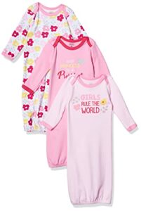 luvable friends unisex baby cotton gowns, girls rule, 0-6 months