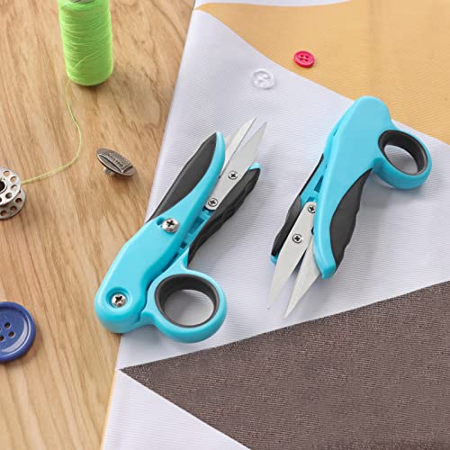 Asdirne 5” Thread Snips, Sewing Scissors with Sharp Stainless Steel Blade and Soft Handles, Great for Sewing, Craft and DIY, 2 Pcs, Blue/Black