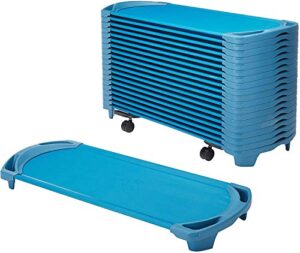 children’s factory angeles spaceline activity center and set of 20 toddler nap cots, ocean, afb5732ob, kids portable sleeping daycare, nursery or preschool rest cots,ocean blue