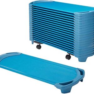 Children's Factory Angeles SpaceLine Activity Center and Set of 20 Toddler Nap Cots, Ocean, AFB5732OB, Kids Portable Sleeping Daycare, Nursery or Preschool Rest Cots,Ocean Blue