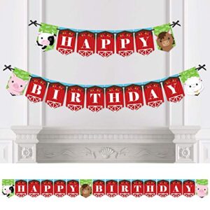 Big Dot of Happiness Farm Animals - Birthday Party Bunting Banner - Barnyard Party Decorations - Happy Birthday