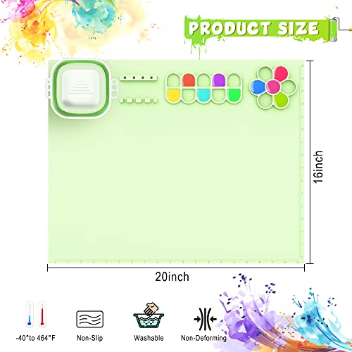 𝗡𝗘𝗪 Silicone Craft Mat,20"x16"Silicone Art Mat with Removable Collapsible Cup and Paint Holder for Resin Jewelry Casting Molds,Nonstick Silicone Painting Mat for Craft