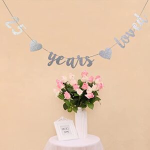 StarsGarden Glitter 25 Years Loved Banner – It's My Fabulous 25th Banner -25th Birthday Banner Decorations - Cheers to 25 Years Milestone Happy Birthday Decorations(Silver 25)