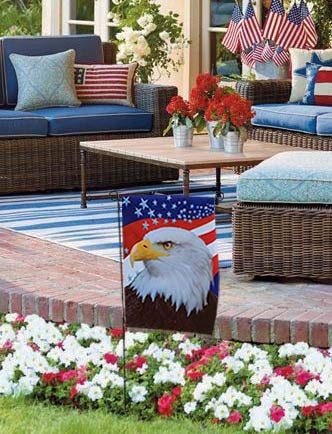 Memorial Day Patriotic Garden Flag - 12" x 18", Red, White Blue Stars, Eagle, 4th of July, USA, America, Rally, Election, Voting Booth, Veteran's Day