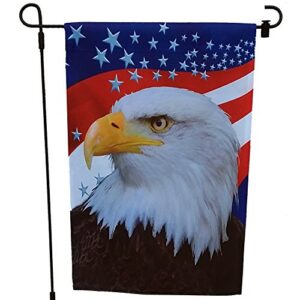 Memorial Day Patriotic Garden Flag - 12" x 18", Red, White Blue Stars, Eagle, 4th of July, USA, America, Rally, Election, Voting Booth, Veteran's Day